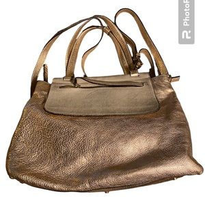 VARRIALE ROSE GOLD METALLIC ITALIAN LEATHER PURSE SATCHEL